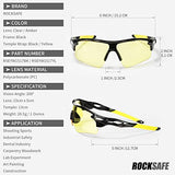 ROCKSAFE Gafas de seguridad (ámbar) de policarbonato resistentes a impactos y arañazos, gafas protectoras envolventes con bloqueo UV [paquete de 8]