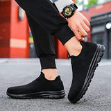 LARNMERN Calcetines de punta de acero, zapatos de seguridad para el trabajo, ligeros, industriales y de construcción, zapatos sin cordones, Negro, 12.5 Women/11 Men