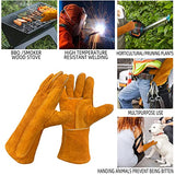 Guantes de soldador resistentes al calor y al fuego, guantes de trabajo de seguridad de cuero de 14 pulgadas para barbacoa, horno, soldador Tig, jardín y manipulación de animales