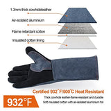 Guantes de soldador Ajuste for trabajos de soldador con soldadores de palma azul de espeso vaca, cuero, cuero, estufa de cocina, pinchazos, resistente a la punción Barbacoa Guante
