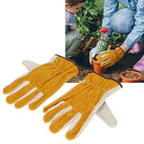 Anonry Garden Guantes de Cuero para Plantar, Trabajar, protección Solar, Resistentes a pinchazos, Resistentes a la abrasión, Guantes de Cuero con Dedos completos(M)