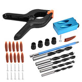 Taladro Oblicuo para Carpintería 34pcs 15 ° Kit de , Perforación de Orificio de Bolsillo, Aleación de Aluminio, Carpintería Guía de Broca Oblicua Conjunto Posicionador Localizador Herramienta