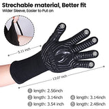 GEEKHOM Guantes para barbacoa, 1762 °F, resistentes al calor, certificado EN407, guantes de parrilla de 13 pulgadas para ahumar, hornear, cocinar, fogata (textura de llamas negras)