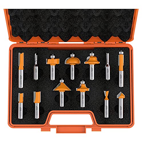 Juego de brocas para router de 13 piezas, vástago de 1/2 pulgada