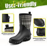 TIDEWE Botas de goma para mujer, botas de lluvia aisladas de neopreno de 5,5 mm con vástago de acero, botas de caza impermeables de media pantorrilla, botas de trabajo de goma duraderas para agricultura, jardinería, pesca (negro, camuflaje a cuadros y bor
