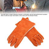 Guantes de soldador, guantes de soldadura eléctrica guantes de soldador de cuero de vaca gruesos guantes de corte de doble capa alargados un par(Rojo)