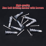 hilitchi 100pcs Calidad Premium Zinc self-drilling Anchor para yeso con Kit de tornillos