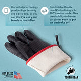 Guantes negros de neopreno resistentes al calor para barbacoa a °C tolerancia – Impermeable y resistente al aceite – Guantes de parrilla para hombres y mujeres – Guantes ignífugos de alto calor para cocinar – Hornear a la parrilla camping