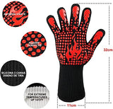SPOWAY Guantes de Barbacoa, Guantes para Horno 800 °C / 1472 °F, Guantes Asador de Parrilla Aislamiento Térmico Altas Temperaturas, Antideslizantes, con Pinzas de Acero Inoxidable, para Barbacoa, Cocción, Horneado (Rojo)