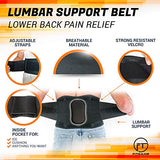 Fitgame - Cinturón de apoyo lumbar para aliviar el dolor | Ciático, hernia de disco y escoliosis para hombres y mujeres - Correas ajustables y almohadilla lumbar extraíble