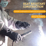Guantes de soldador (40,6 cm, 500 °C, guantes de cocina, guantes resistentes al calor, guantes de manipulación de animales, guantes de Kevlar, para chimenea, fogata, barbacoa, manga larga, color negro y gris
