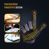 Guantes de trabajo utilitario para hombres y mujeres, guantes de trabajo de cuero sintético con agarre de silicona, transpirables, guantes mecánicos con pantalla táctil (grande, gris)
