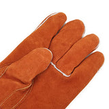 Guantes de soldador, guantes de soldadura eléctrica guantes de soldador de cuero de vaca gruesos guantes de corte de doble capa alargados un par(Rojo)