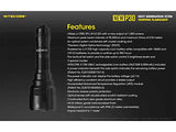 Nitecore P30 - Linterna LED (1000 lúmenes, 676 yardas, con cargador USB Nitecore UM10, batería recargable 18650 NL183 y 2 pilas de litio CR123A EdisonBright)