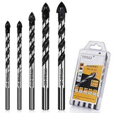 Brocas de hormigón y mampostería, juego de brocas profesionales (5 piezas) para vidrio, ladrillo, plástico, cemento, madera, azulejos, etc., punta de carburo de resistencia industrial, 1/4"-1/2"