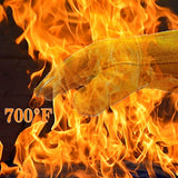 Guantes de soldador resistentes al calor y al fuego, guantes de trabajo de seguridad de cuero de 14 pulgadas para barbacoa, horno, soldador Tig, jardín y manipulación de animales