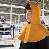 Capucha de soldador, protección facial de cuello con aislamiento térmico de piel de vaca amarilla, máscara de seguridad para casco de soldadura a prueba de salpicaduras y resistente al calor