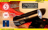 Nitecore EA41 960 Lumen CREE XM-L U2 LED dual switch compact flashlight/searchlight with Four rechargeable AA batteries, Charger & Four EdisonBright AA Alkaline batteries
