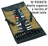 Custom LeatherCraft 1173 - Bolsa portaherramientas enrollable de 32 bolsillos