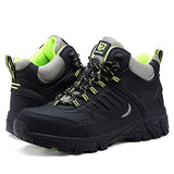 LARNMERN Botas con Punta de Acero para Hombre, Resistentes al Agua, Antideslizantes, disipativos, a Prueba de pinchazos, para Hombres, Zapatos de Seguridad en el Trabajo(28.0 cm, Verde Negro)