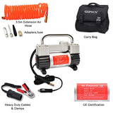 GSPSCN Inflador de neumáticos plateados de alta resistencia con bolsa portátil, bomba de compresor de aire de metal de 12 V, 150 PSI con adaptador para coche, camión, SUV, lancha, cama de aire, etc