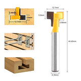2 brocas para fresadora de ranura en T de 1/4 pulgadas, cortadores de carpintería de 3/8 pulgadas y 1/2 pulgadas de diámetro para recortadoras eléctricas o máquinas de grabado