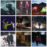IKAAMA - Faro recargable, 1100 lúmenes, lámpara LED súper brillante con luz roja blanca, sensor de movimiento, 8 modos, linterna de cabeza, linterna impermeable IPX5 para acampar al aire libre, correr, ciclismo, paquete de 2