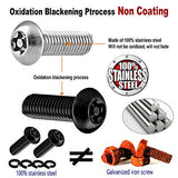 ZXFOOG Tornillos de matrícula antirrobo, 8 unidades, cabeza de botón Torx M6 de 3/4 pulgadas de acero inoxidable con cierre de perno mecánico y tapas negras