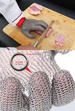 ThreeH Guantes de malla de acero 304L Guantes de corte de seguridad para cocina, Desbroce de ostras, corte de carne GL08 L(1 pieza)