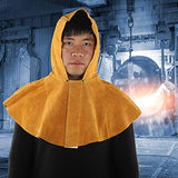Capucha de soldador, protección facial de cuello con aislamiento térmico de piel de vaca amarilla, máscara de seguridad para casco de soldadura a prueba de salpicaduras y resistente al calor
