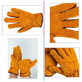 Guantes de Soldador de Piel，trabajo Guantes de soldadura para soldadores,barbacoa,jardinería,camping,estufa,chimenea