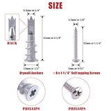 hilitchi 100pcs Calidad Premium Zinc self-drilling Anchor para yeso con Kit de tornillos