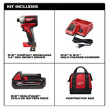 Jurgo de herramientas Milwaukee 2850-21P SB M18 Kit de destornillador de impacto inalámbrico compacto sin escobillas de 0,25 pulgadas con 1 batería