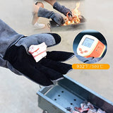 Guantes de soldador (40,6 cm, 500 °C, guantes de cocina, guantes resistentes al calor, guantes de manipulación de animales, guantes de Kevlar, para chimenea, fogata, barbacoa, manga larga, color negro y gris