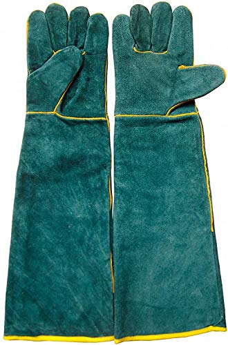 Guantes De Soldador Extralargos, Guantes De Soldar Resistentes Al Calor, Guanteletes De Cuero For Soldar, 60 Cm / 24 Pulgadas, Manoplas For Soldadores For Chimenea/Soldadura/Manejo De Animales