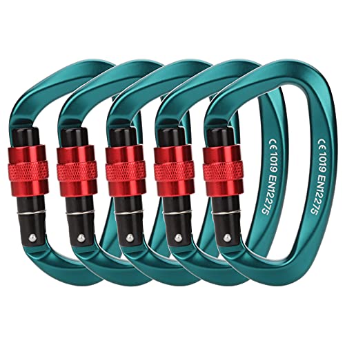 Paliston Mosquetones de Escalada con Seguro 25kN Mosquetón de Escalada Certificado CE Mosquetón en Forma de D Verde 3pcs