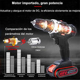 Taladro Electrico Inalambrico/modo de trabajo tres en uno,atornillado, taladrado, impacto juego de herramientas de taladro eléctrico 1350 RPM 2 baterías recargables de iones de litio