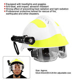 Casco de Rescate, Casco de Bombero, Cascos de Seguridad de Rescate de Emergencia Casco de protección antiincendios de Bombero con Faro y Gafas