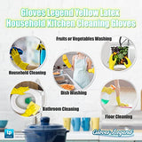 Tamaño mediano – 3 pares de, 6 pares y 12 pares Guantes Legend – Amarillo flocado látex hogar cocina limpieza lavado Guantes de hule – 18 mil, Amarillo, 12