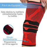 Canotagio Par de Rodillera Deportiva Acolchadas con Gel. Rodilleras de Compresión Manga para Pierna. Rodilleras Crossfit Soporte para Prevención y Recuperación de Lesiones. Knee Brace. (Rojo, G)