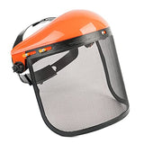 Pantalla facial de malla de resistencia con visera Casco para podadora de corte eléctrica, podadora, motosierra, tala , Gorras naranjas