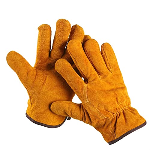 Guantes de Soldador de Piel，trabajo Guantes de soldadura para soldadores,barbacoa,jardinería,camping,estufa,chimenea