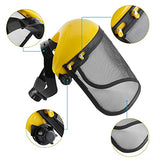 Casco de seguridad de malla,Casco de seguridad de cara completa profesional Protección del escudo del sombrero con visera de malla para la motosierra industrial Jardinería Registro Forestal Protección