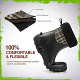 TIDEWE Botas de goma para mujer, botas de lluvia aisladas de neopreno de 5,5 mm con vástago de acero, botas de caza impermeables de media pantorrilla, botas de trabajo de goma duraderas para agricultura, jardinería, pesca (negro, camuflaje a cuadros y bor