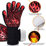 MSWKEY Guantes de Barbacoa, 1 Par Guantes de Horno Resistentes Al Calor Extremo hasta 800°C / 1472°F, Silicona Antideslizante Guantes de Cocina Universales para Parrilla, Hornear, Microondas y Chimenea Rojo