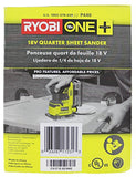 Lijadora de palma Ryobi P440 One + 18V Ion de litio 12,000 RPM 1/4 hoja con bolsa para polvo integrada y almohadillas de lijado incluidas (batería no incluida, solo herramienta eléctrica)