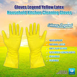 Tamaño mediano – 3 pares de, 6 pares y 12 pares Guantes Legend – Amarillo flocado látex hogar cocina limpieza lavado Guantes de hule – 18 mil, Amarillo, 12