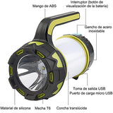 Linterna recargable para linterna de camping, 6 modos, banco de energía de 3600 mAh, gancho de colgar de dos vías, perfecto para acampar, caminar, recreaciones al aire libre, cable de carga USB incluido