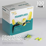 Genius Plugz Tapones desechables de espuma suave sin cable para los oídos con cancelación de ruido, protección auditiva – 32 dB NRR, colores de alta visibilidad, 100 pares embalados individualmente en caja (verde