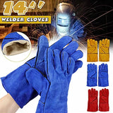 Guantes de Soldador Guantes de Seguridad Anti-Calor de Cuero no resbaladizo Guantes de Seguridad 14 '' (Color : Yellow)